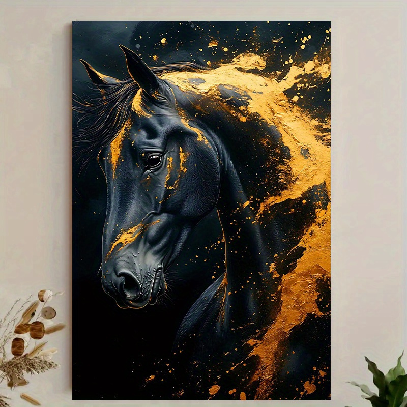 Canvas Wrap Ready - Toile d'art mural cheval noir élégant