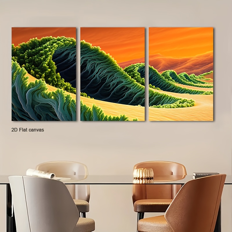 Lot de 3 tableaux abstraits ve - Canvas Wrap Ready avis et prix